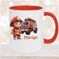 Tasse Wunschname Feuerwehr 2 Keramik Kinderbecher versch. Farben