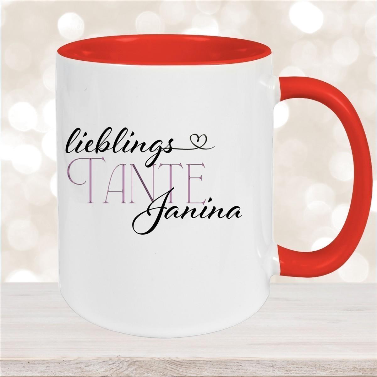 Tasse Wunschname Lieblings-Tante 1 personalisiert Keramik Becher versch. Farben