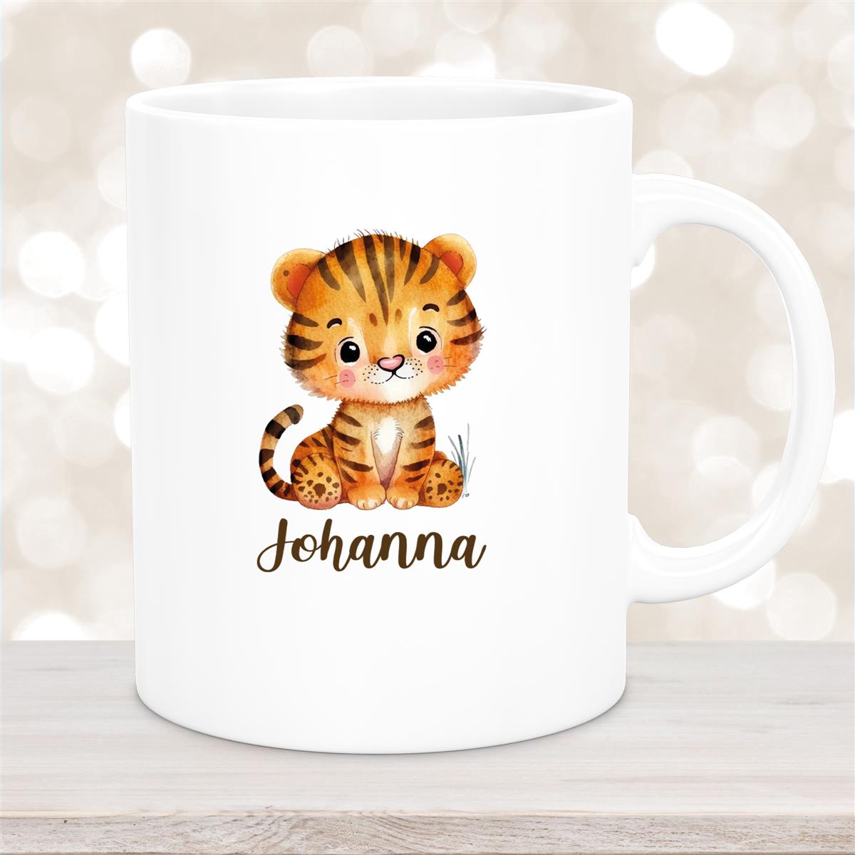 Tasse Wunschname Tiger #1 Keramik Kinderbecher Weiß