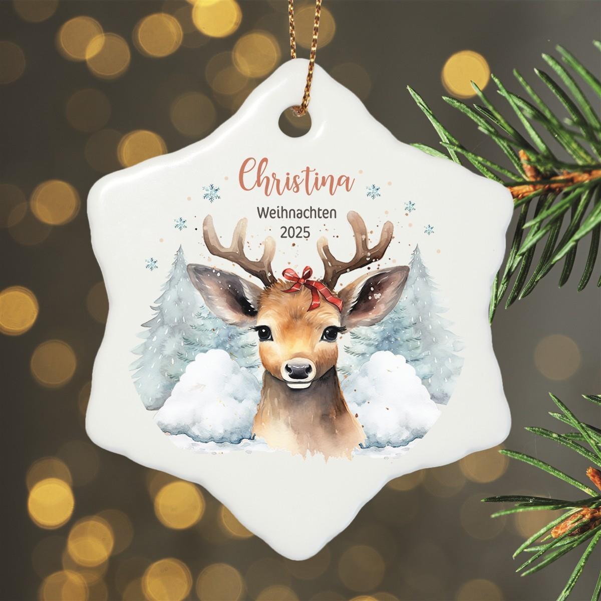 Weihnachtsanhänger personalisiert Rentier Mama 1 Name Motiv Anhänger Keramik, Weihnachtsschmuck, Weihnachtskugel, Christbaumschmuck versch. Formen