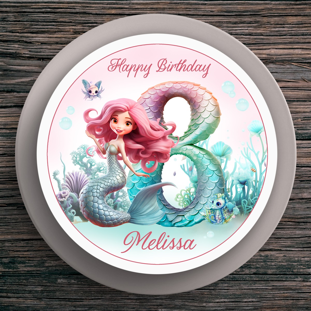 Tortenaufleger Geburtstag Mermaid Meerjungfrau #3 Name & Zahl (20cm) Fondant Papier Tortenaufleger Geburtstag Mermaid Meerjungfrau #3 Name & Zahl (20cm) Fondant Papier