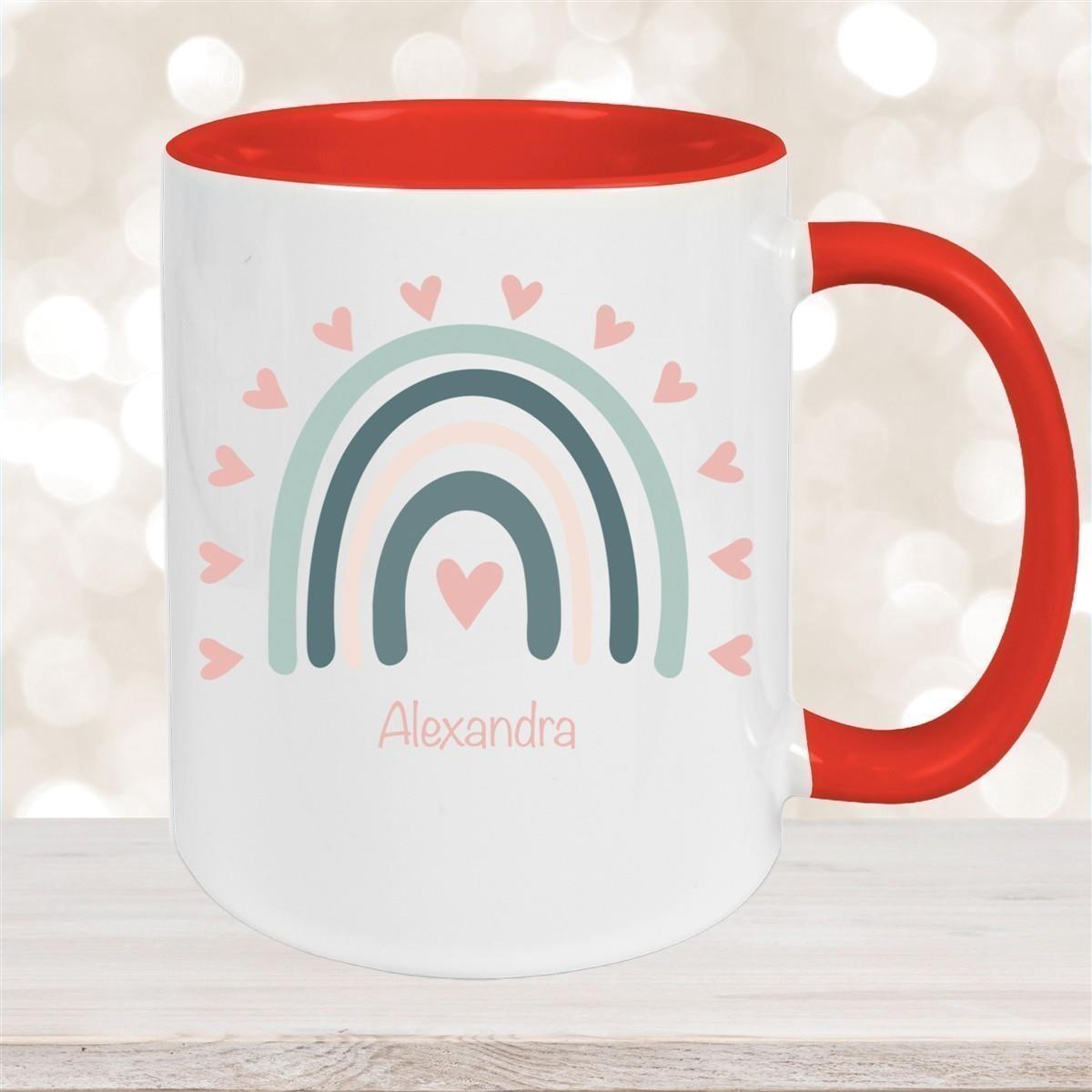 Tasse Wunschname Regenbogen 4 Keramik Kinderbecher versch. Farben