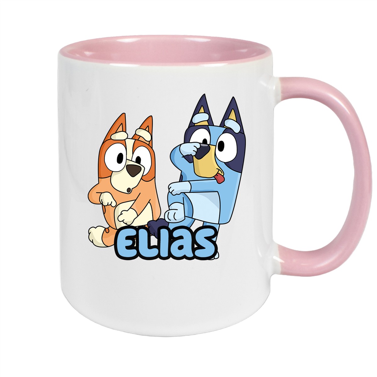 Tasse Bluey #3 Wunschname Keramik Kinderbecher personalisiert Altrosa