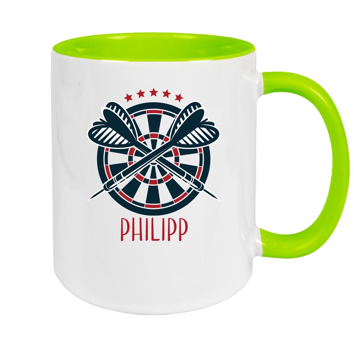 Tasse Dart 1 Wunschname Keramik Kinderbecher personalisiert versch. Farben