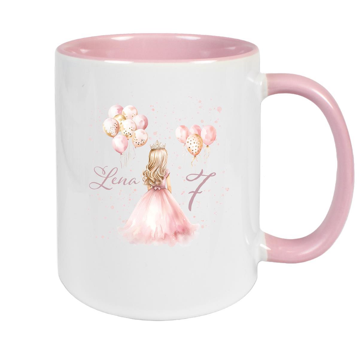 Tasse Geburtstag Prinzessin 2 Wunschname Keramik Kinderbecher Personalisiert versch. Farben