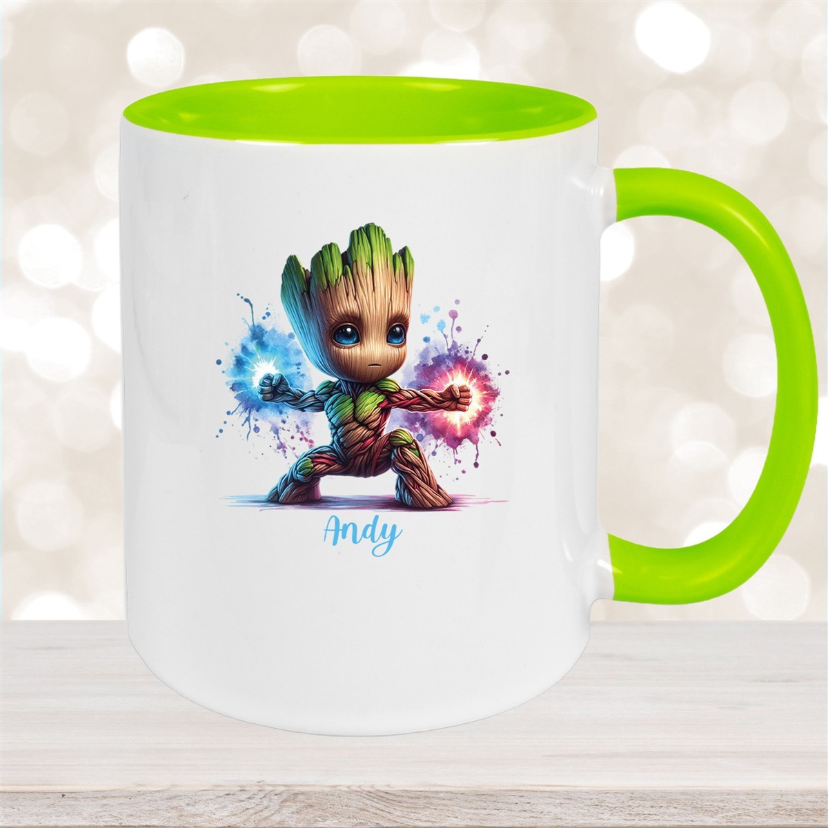 Tasse Wunschname Baby-Groot #8 Keramik Kinderbecher personalisiert Grün