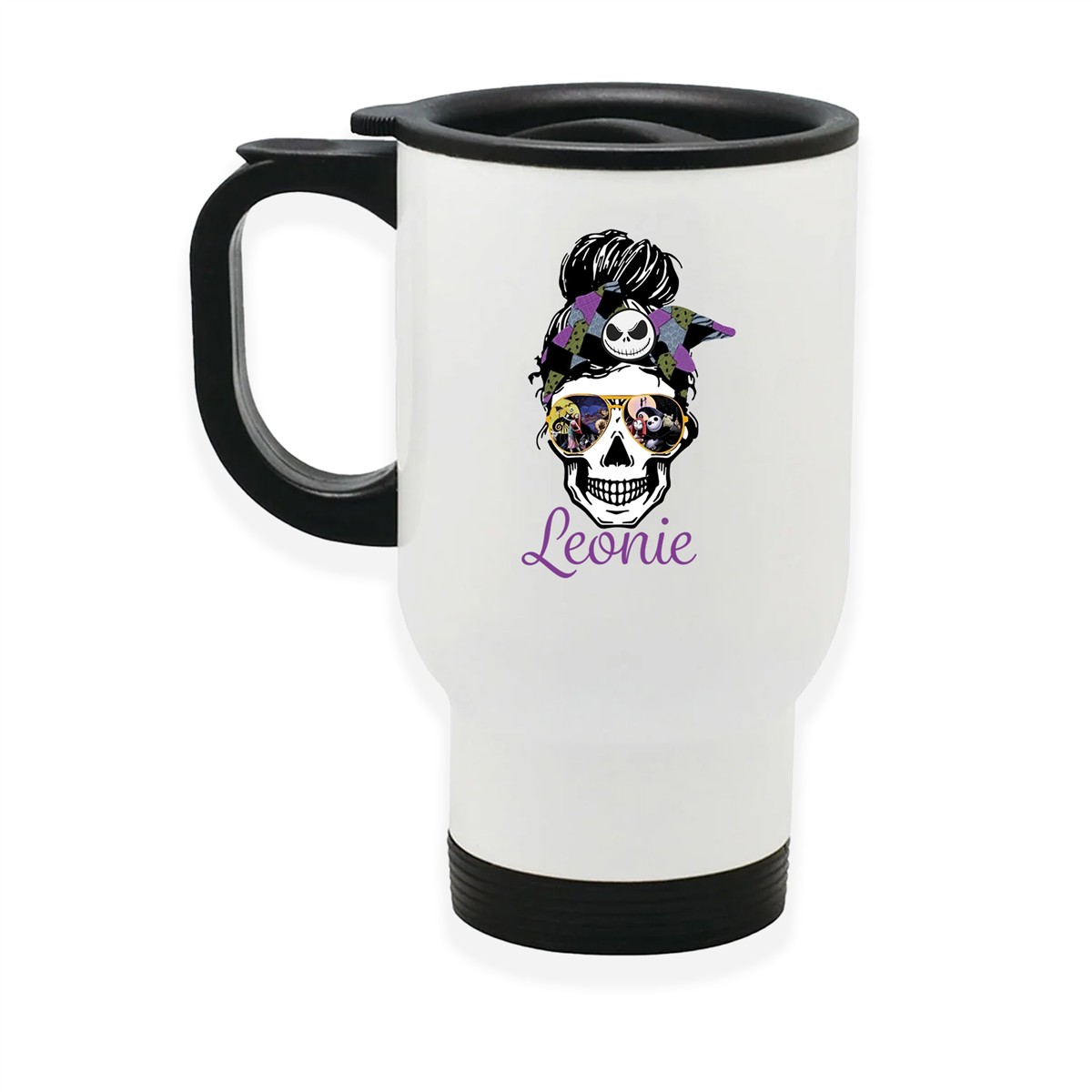 Edelstahl-Thermobecher mit Deckel Weihnachten Nightmare before Christmas 8 personalisiert weiß