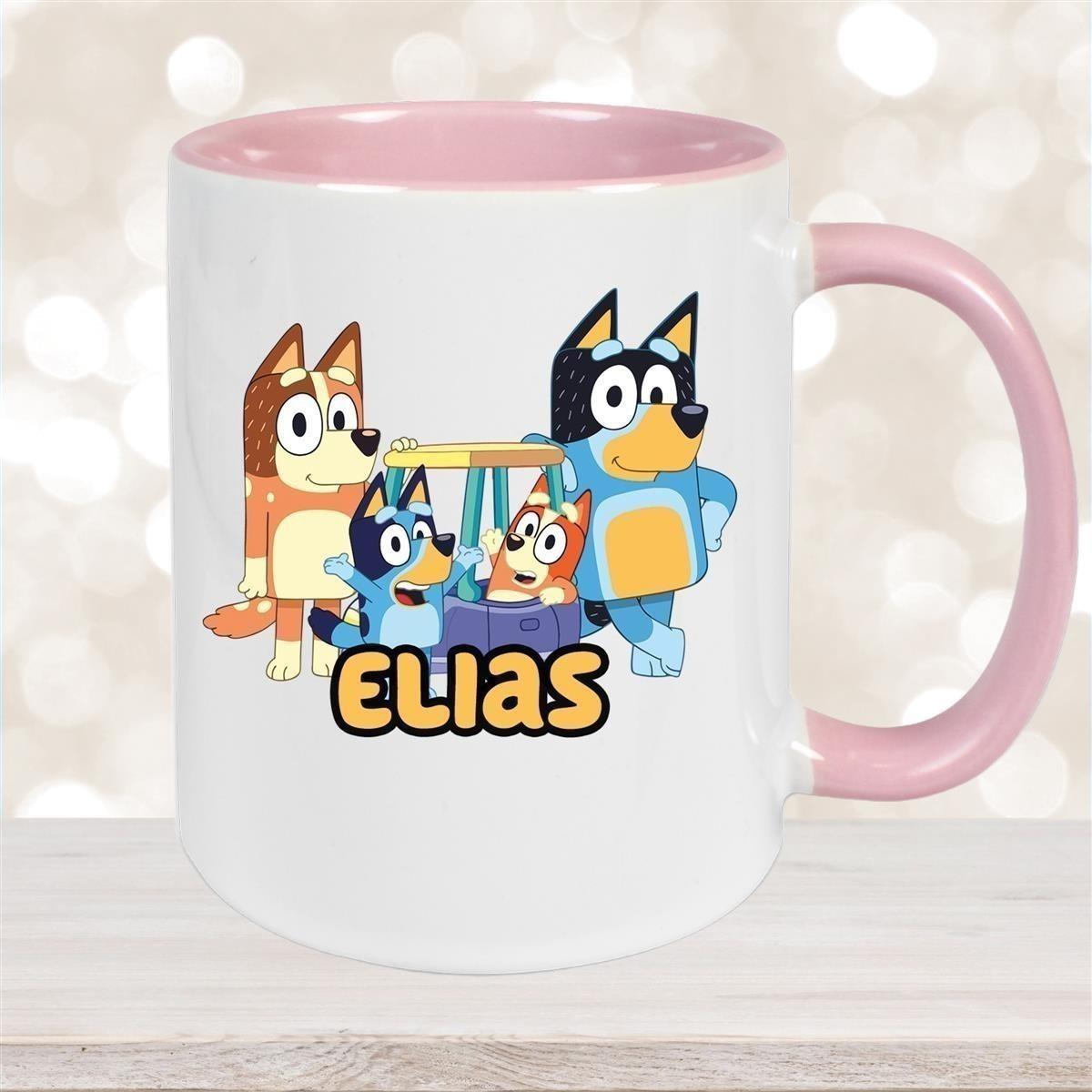 Tasse Bluey 2 Wunschname Keramik Kinderbecher personalisiert versch. Farben