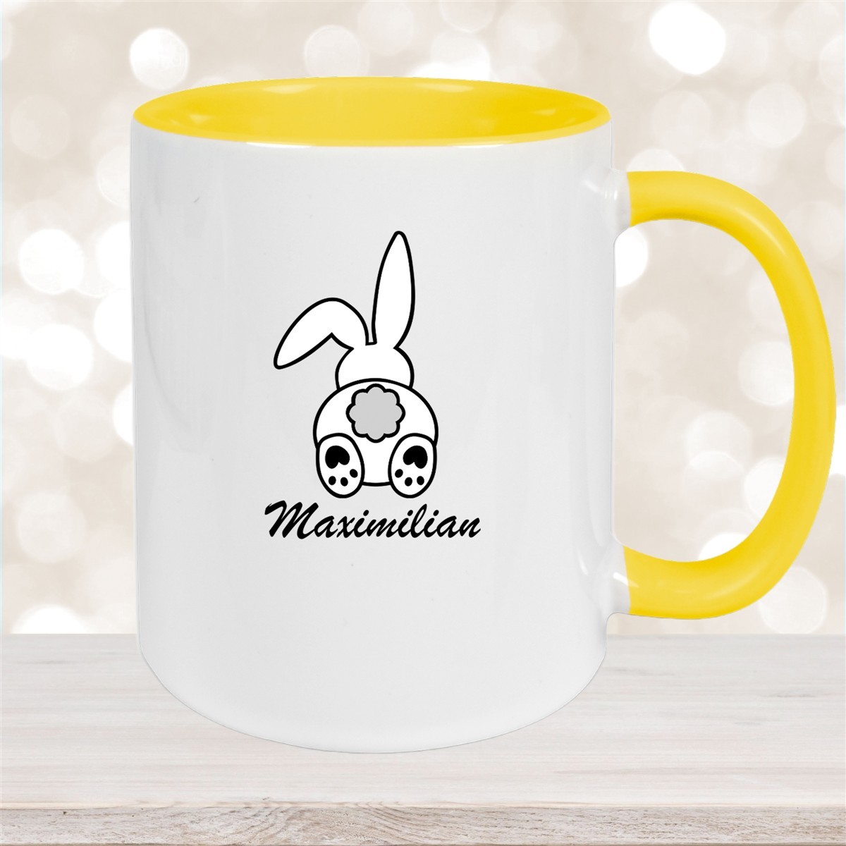 Tasse Ostern - Hase #4 Wunschnamen Keramik personalisiert Gelb