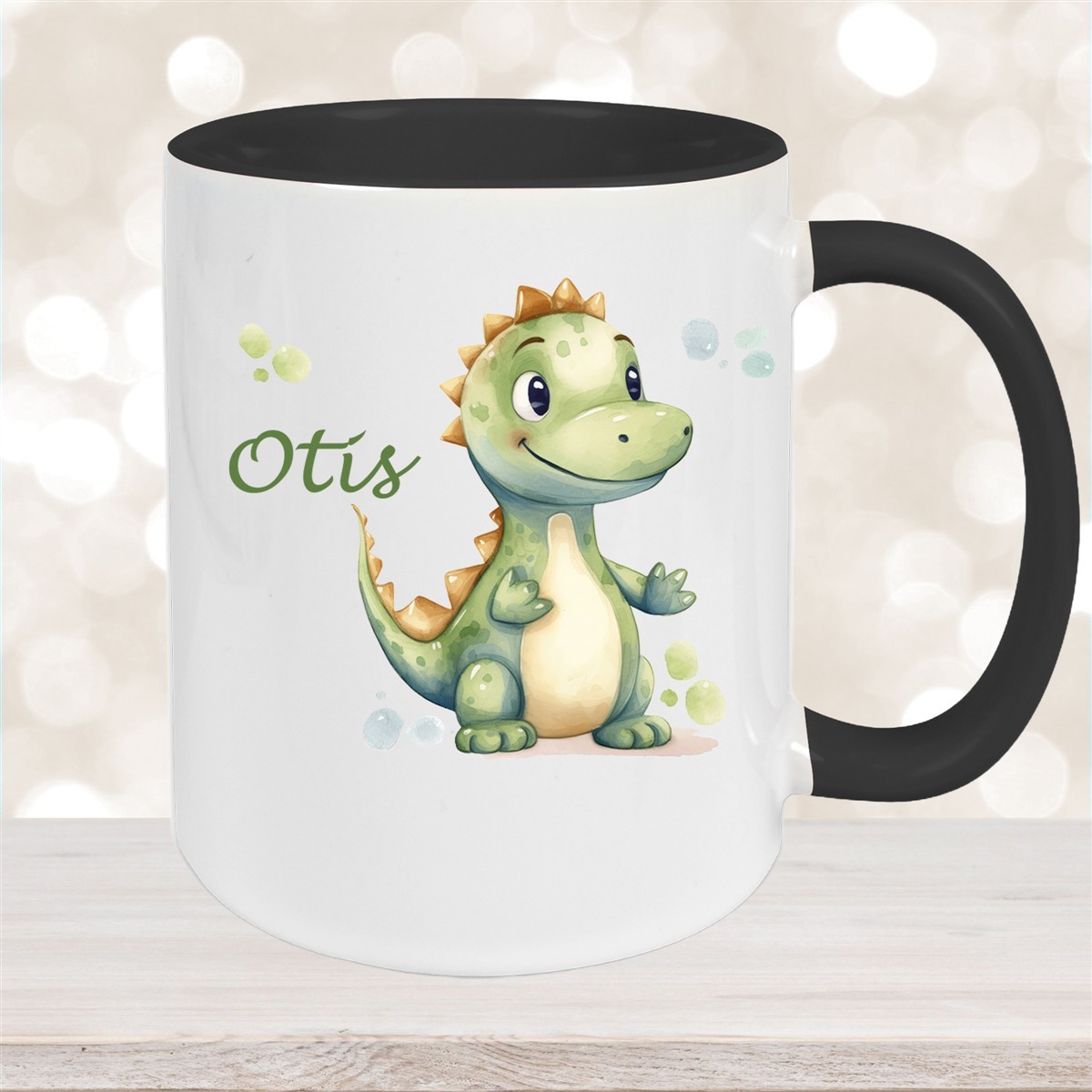 Tasse Wunschname Dino # 1 Keramik Kinderbecher Schwarz
