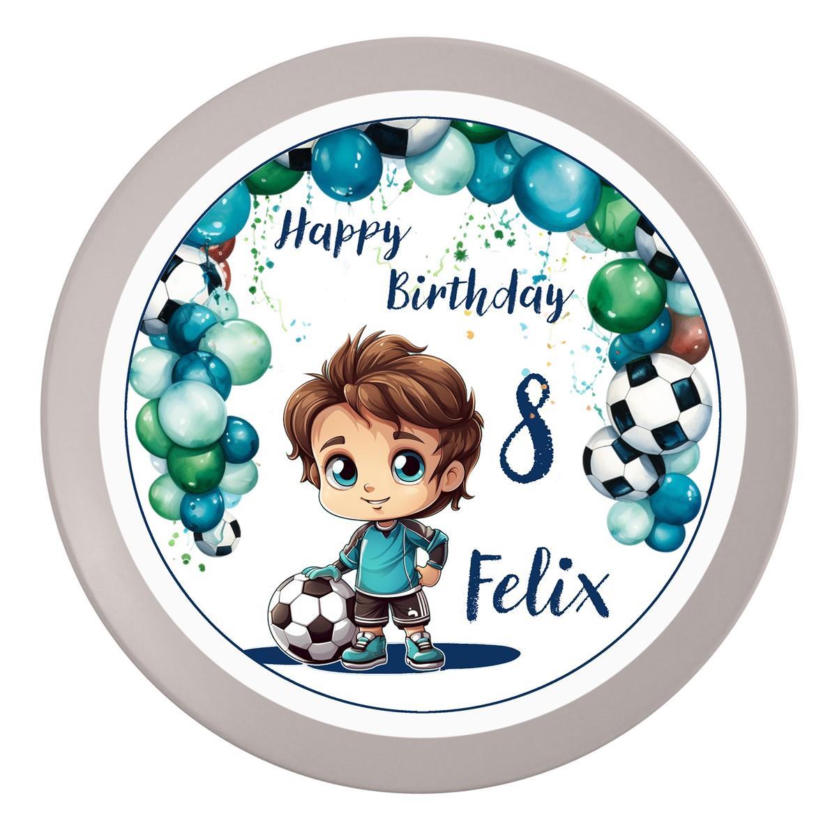 Tortenaufleger Geburtstag Fußball 2 Name & Zahl (20cm)