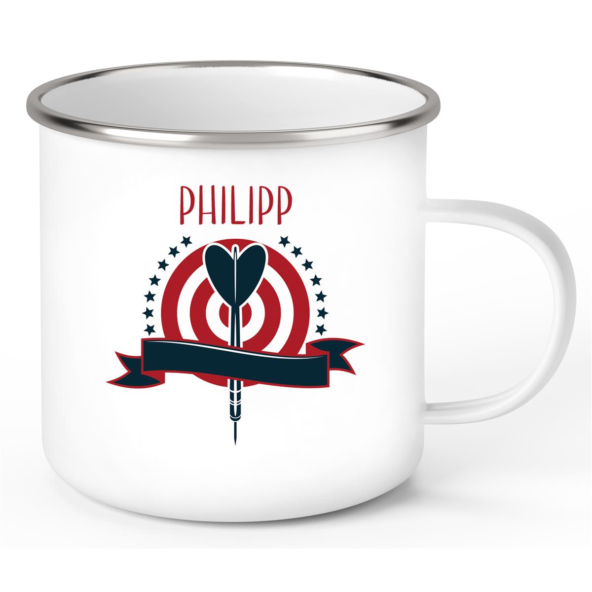 Tasse Dart 4 Wunschname Emaille Kinderbecher personalisiert