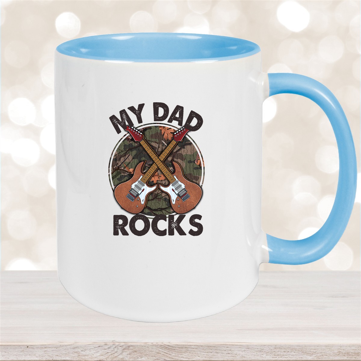 Tasse Vatertag #3 "MY DAD ROCKS"  Wunschnamen Keramik Personalisiert versch. Farben