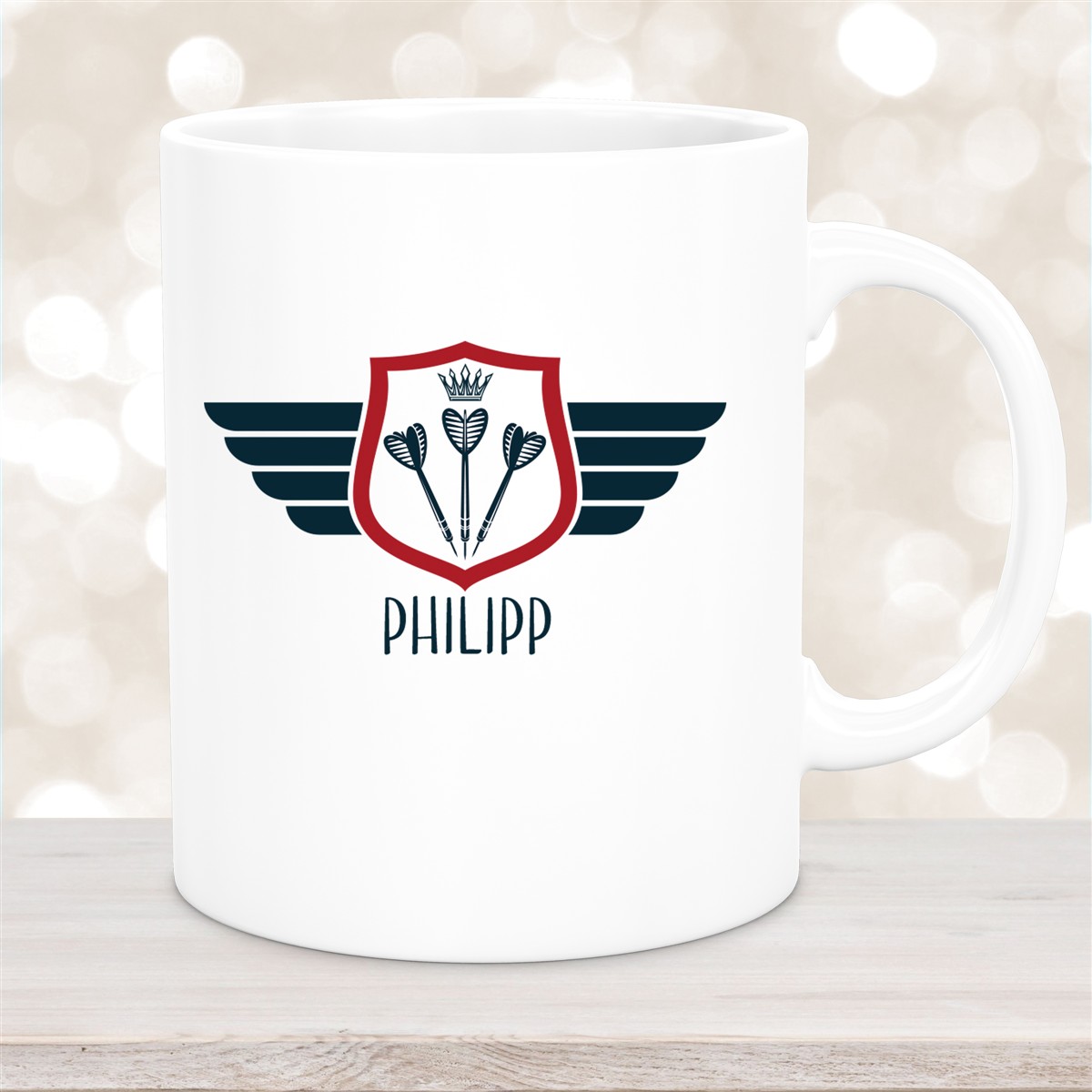 Tasse Dart #2 Wunschname Keramik Kinderbecher personalisiert Weiß