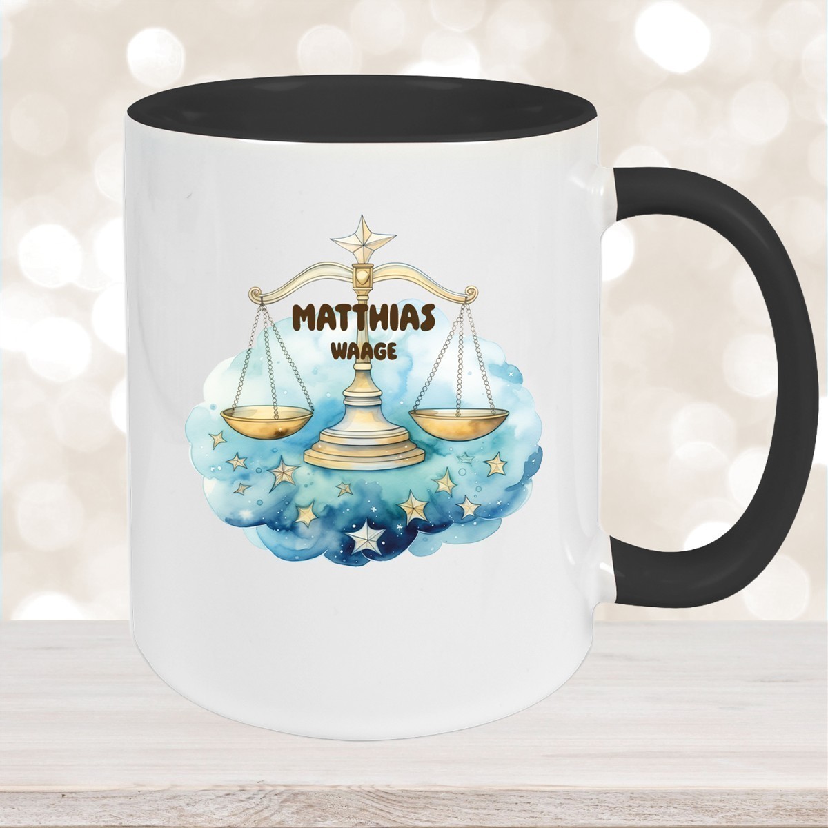 Tasse Sternzeichen Kinder Waage #1 Wunschname Keramik Kinderbecher personalisiert versch. Farben