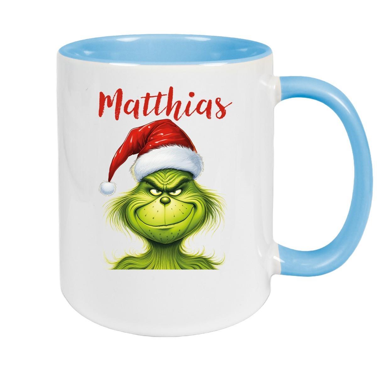 Tasse Wunschname Weihnachten Grinch 3 Keramik Kinderbecher versch. Farben