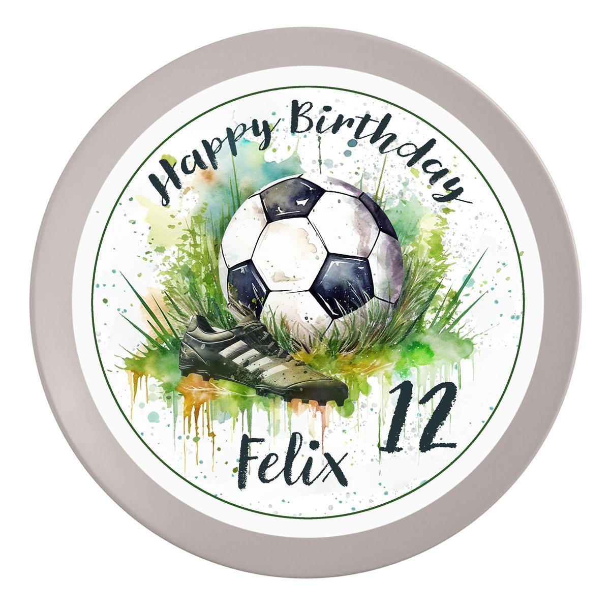 Tortenaufleger Geburtstag Fußball 4 Name & Zahl (20cm)