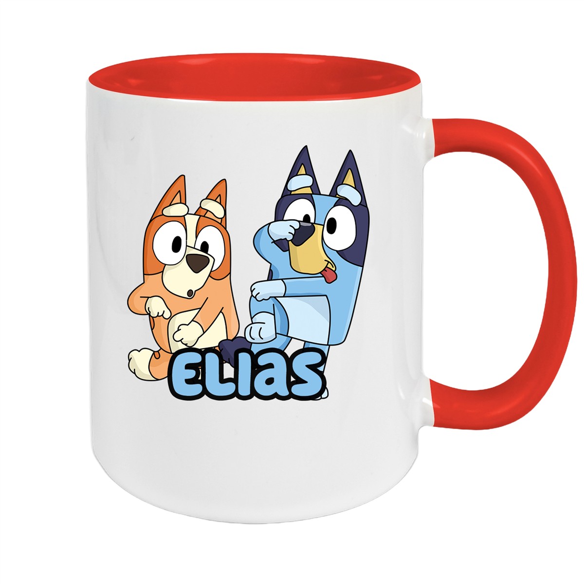 Tasse Bluey #3 Wunschname Keramik Kinderbecher personalisiert Rot