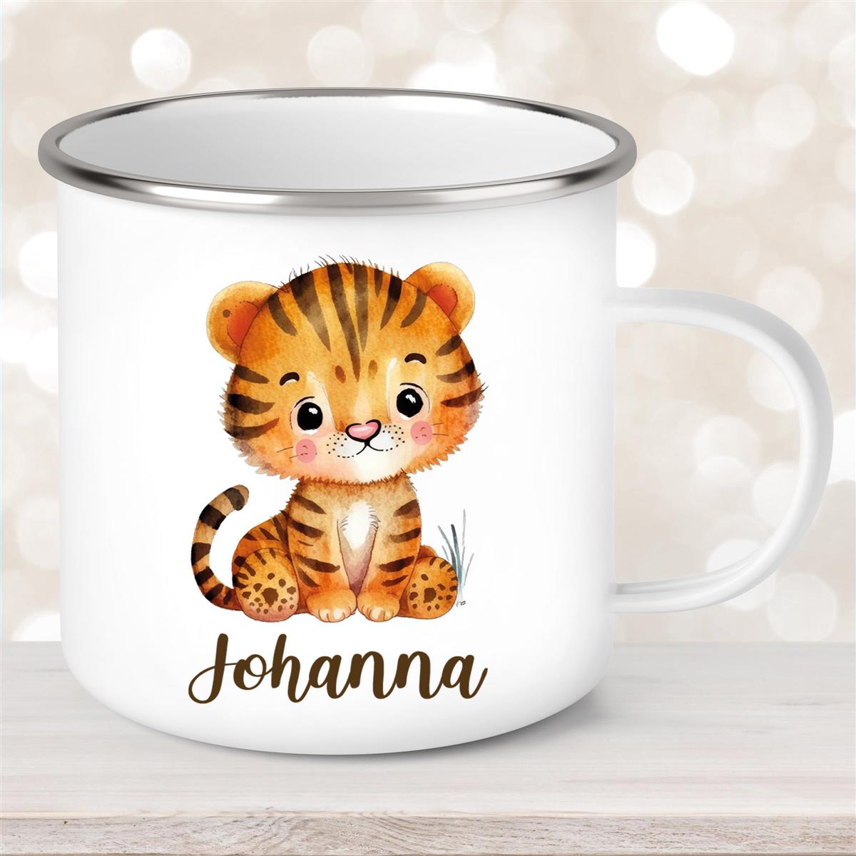 Tasse Wunschname Tiger #1 Emaille Kinderbecher