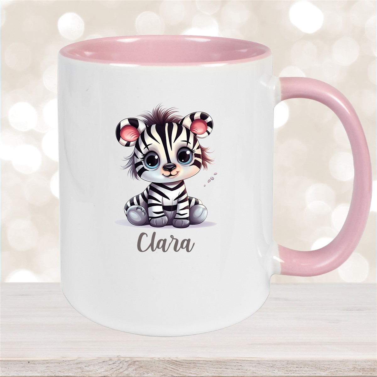 Tasse Wunschname Zebra #2 Keramik Kinderbecher versch. Farben