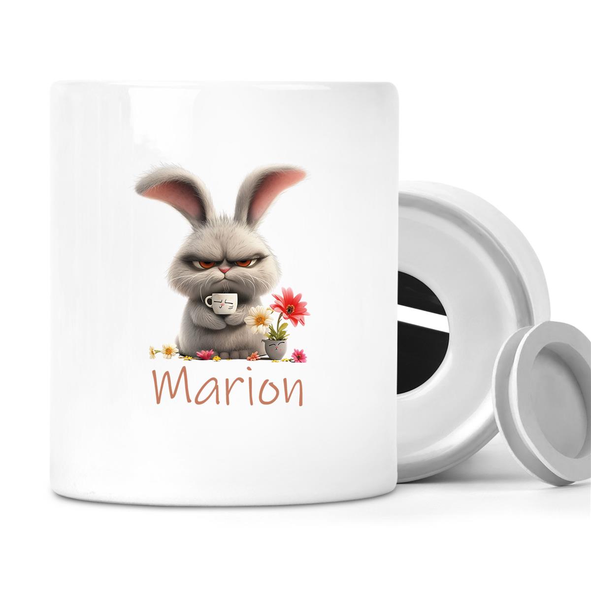 Spardose Ostern Grumpy-Bunny 2 mit Wunschname personalisiert