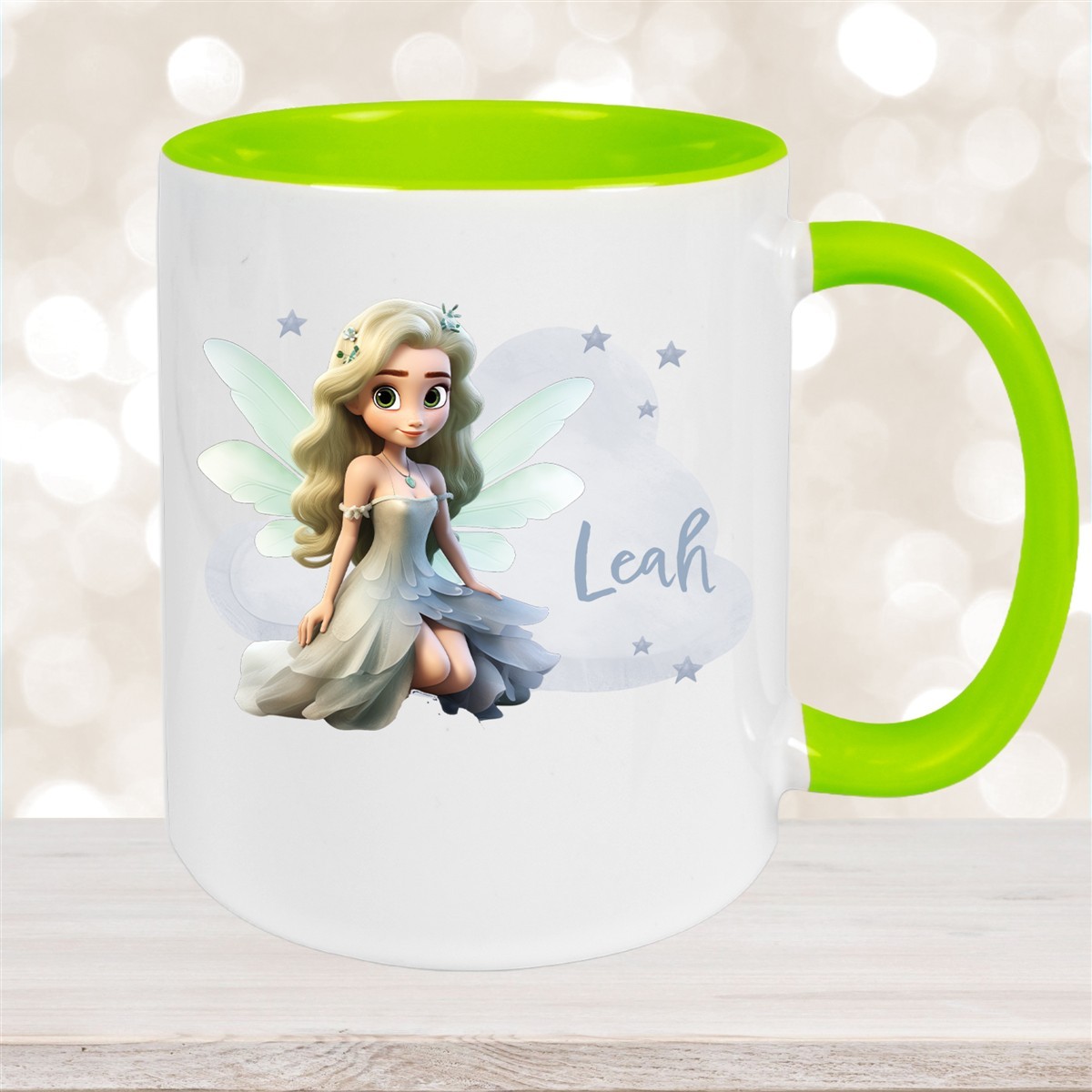 Tasse Fee #4 Wunschname Keramik Kinderbecher personalisiert Grün