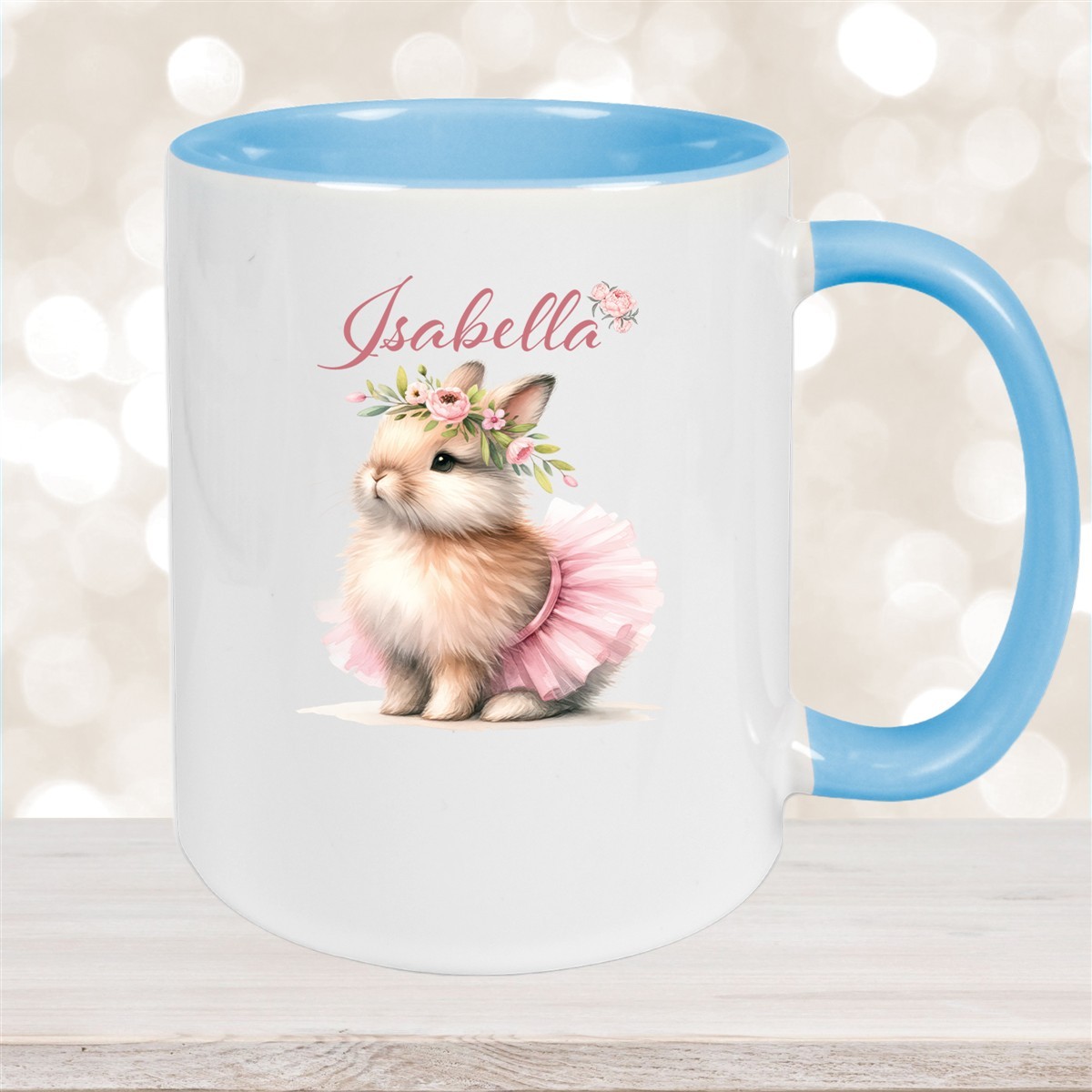 Tasse Ostern - Hase #9 Wunschnamen Keramik personalisiert Hellblau