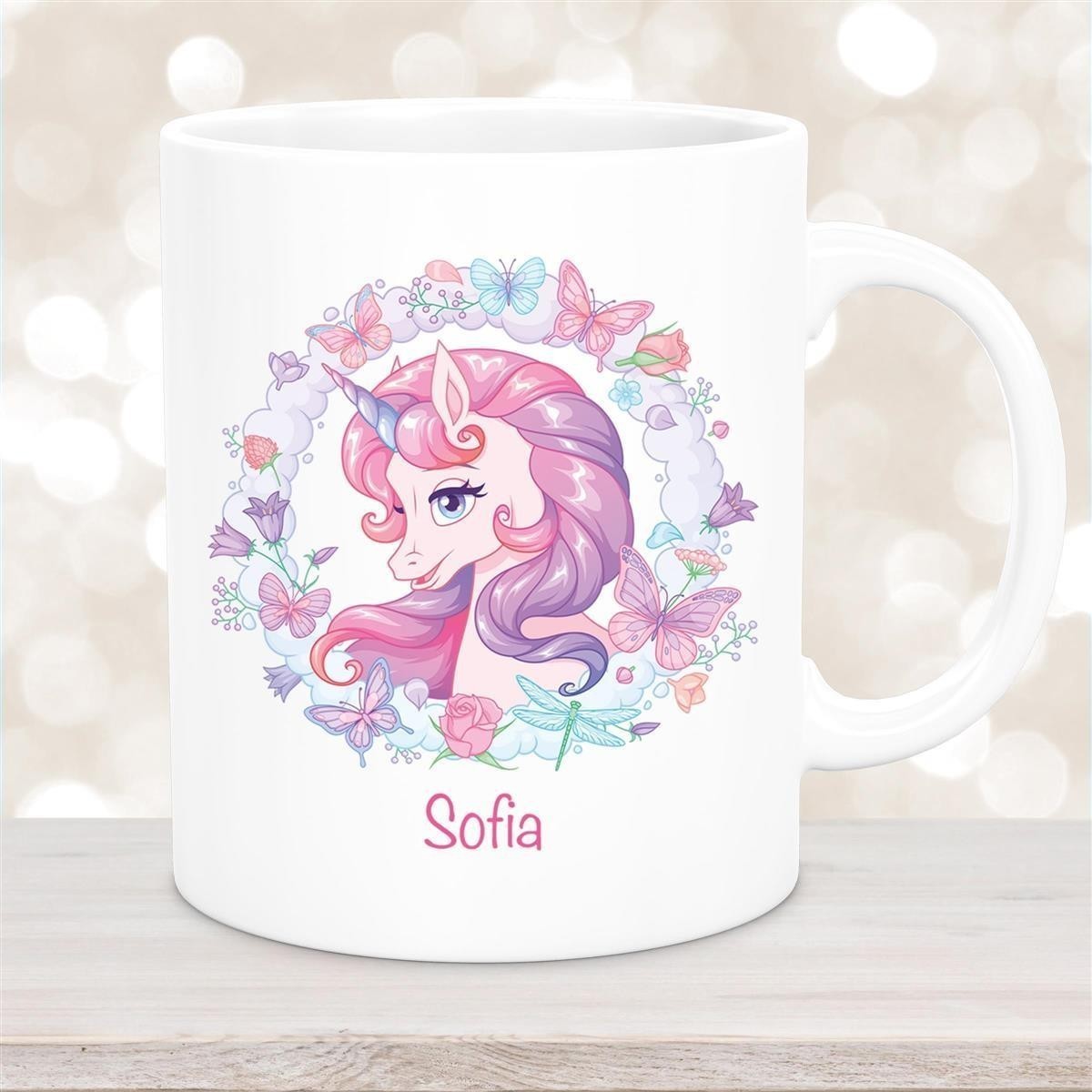Tasse Wunschname Einhorn #1 Keramik Kinderbecher personalisiert Weiß Tasse Wunschname Einhorn #1 Keramik Kinderbecher personalisiert Weiß