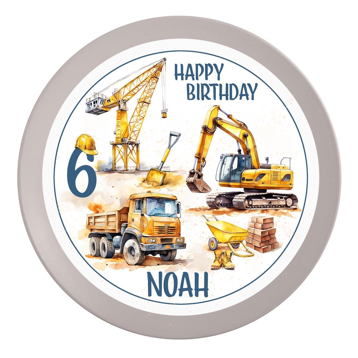 Tortenaufleger Geburtstag Baustelle 1 Name & Zahl (20cm)