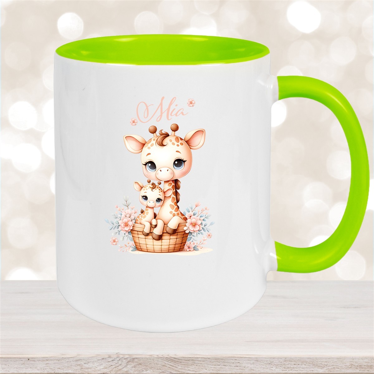 Tasse Wunschname Giraffe #2 Kinderbecher Keramik versch. Farben