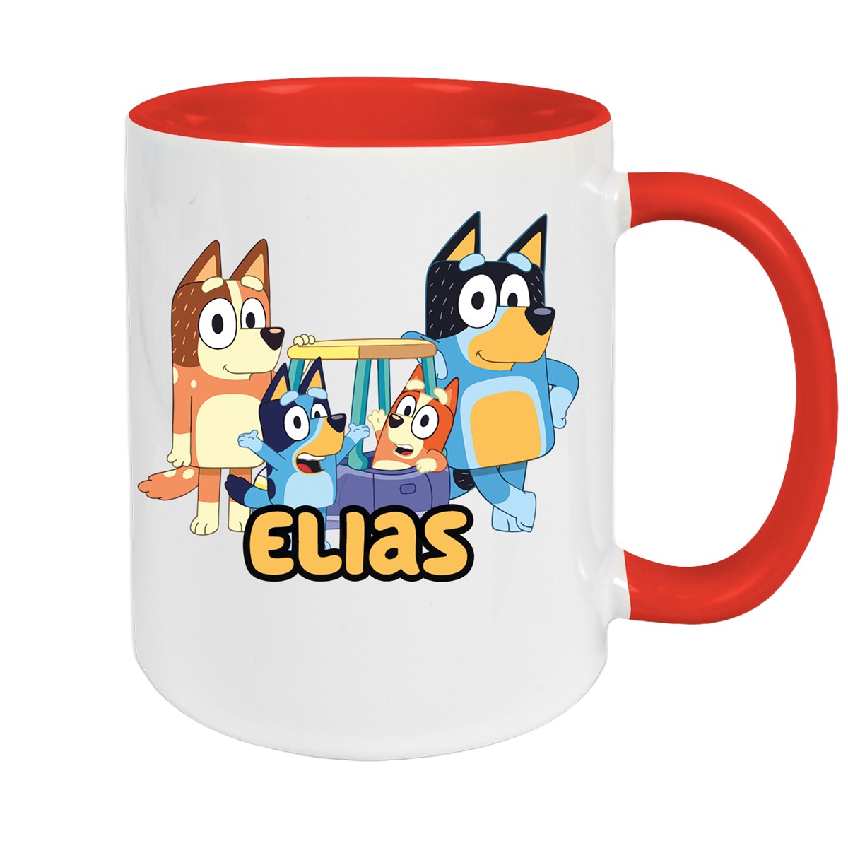 Tasse Bluey #2 Wunschname Keramik Kinderbecher personalisiert Rot