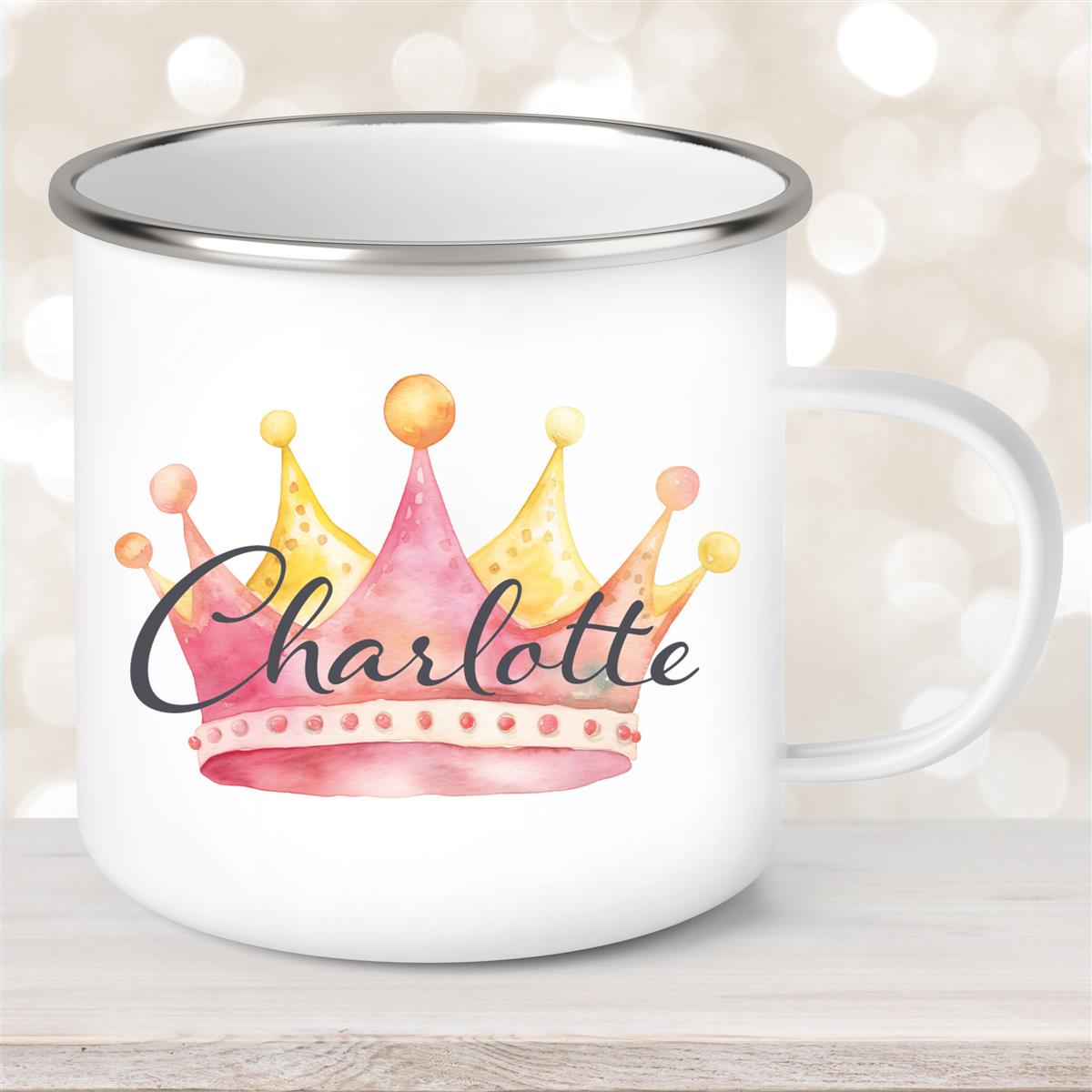 Tasse Krone #2 Wunschname Emaille Kinderbecher personalisiert