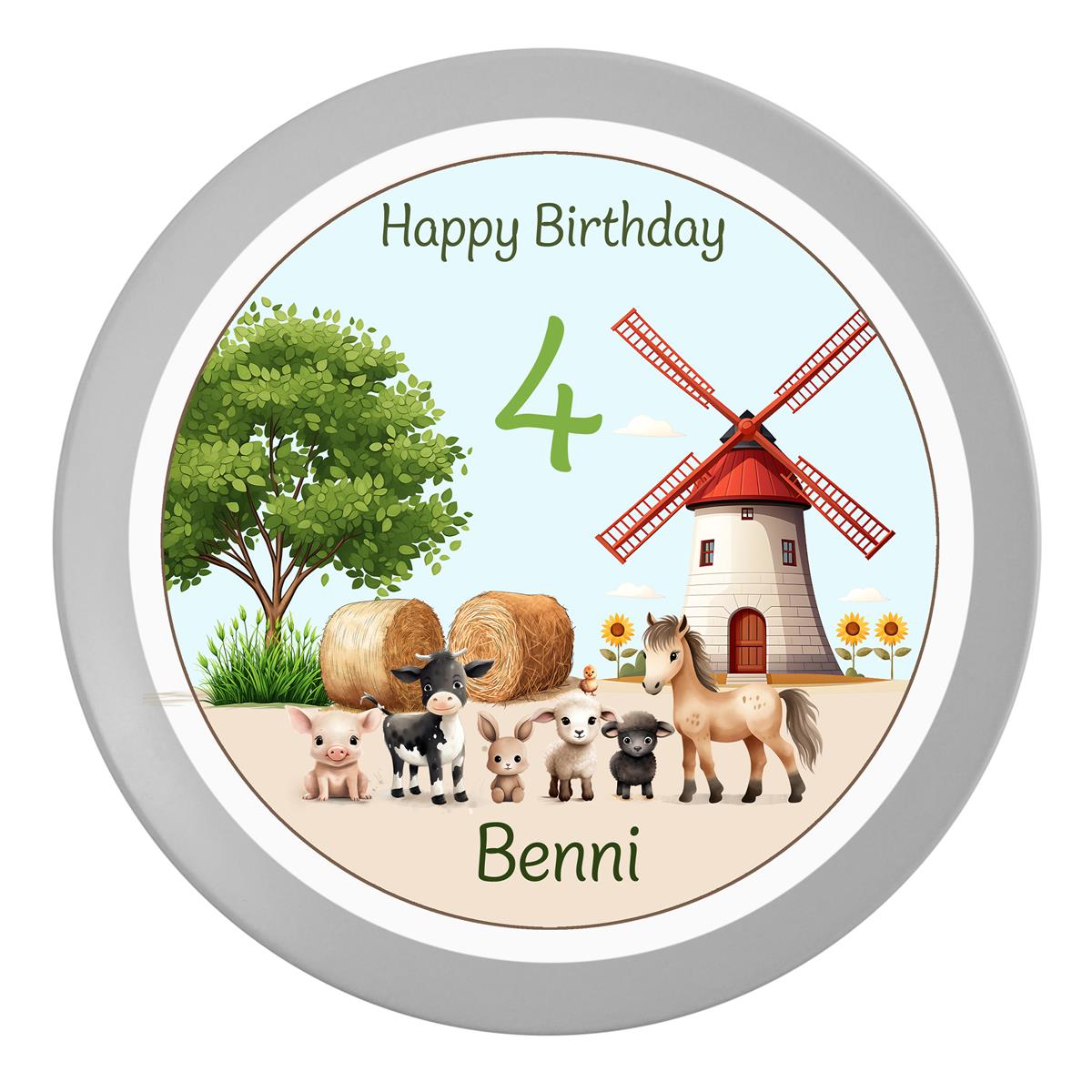 Tortenaufleger Geburtstag Bauernhof #2 Name & Zahl (20cm) Fondant Papier