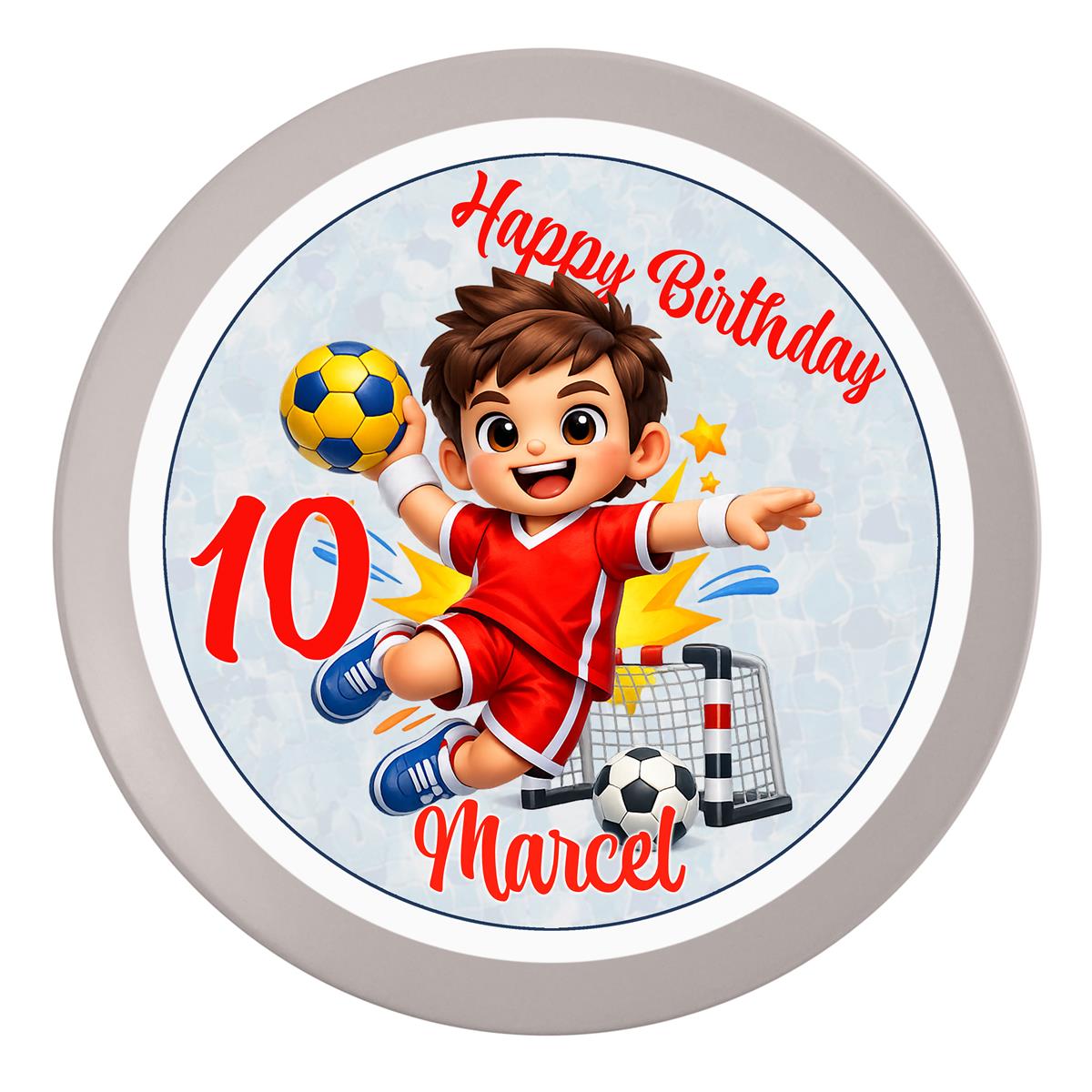 Tortenaufleger Geburtstag Handball 1 Name & Zahl (20cm) Fondant Papier