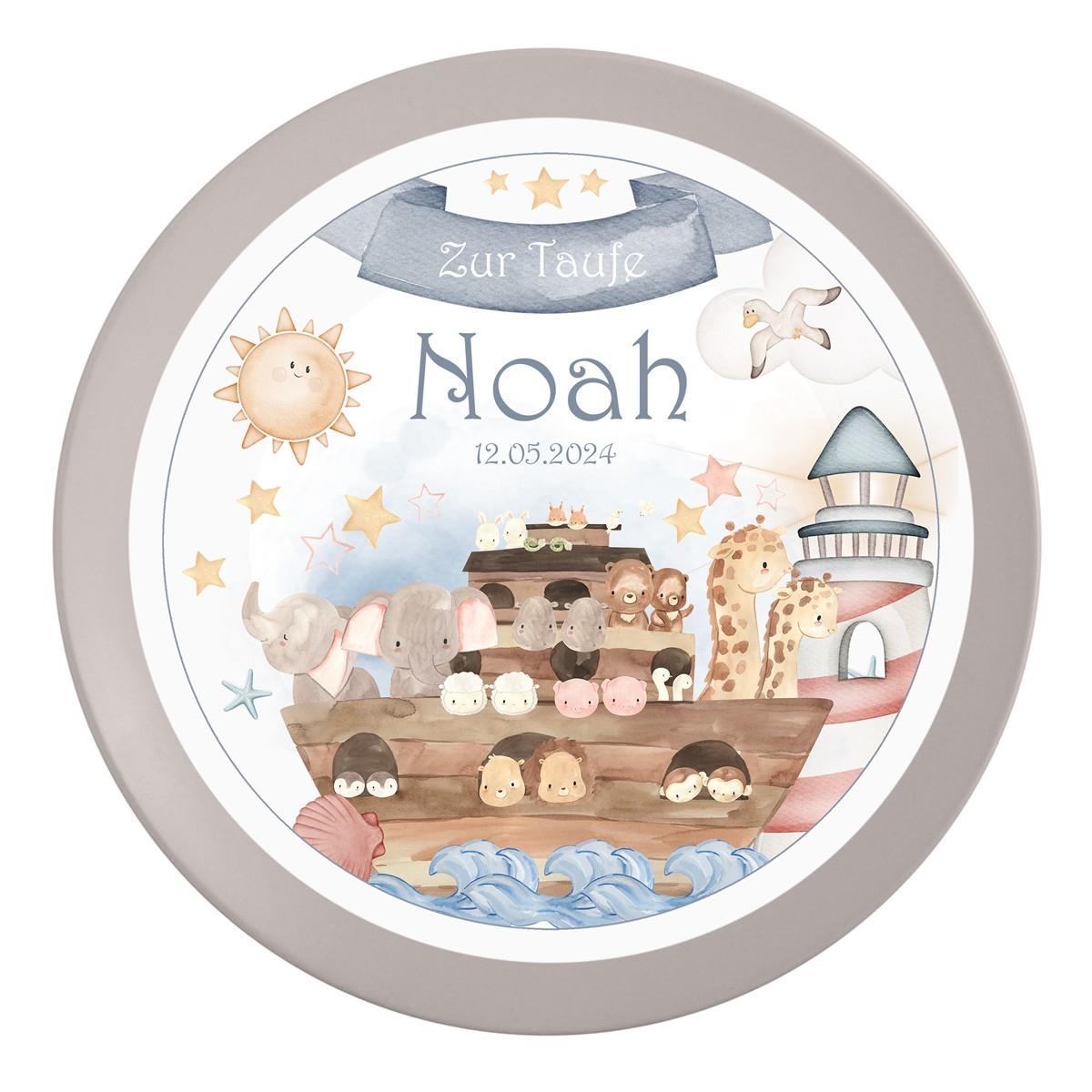 Tortenaufleger Taufe Arche-Noah  1 Name & Datum (20cm)