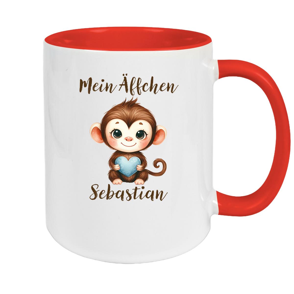 Tasse Liebe - Äffchen Valentinstag Wunschnamen Keramik personalisiert versch. Farben