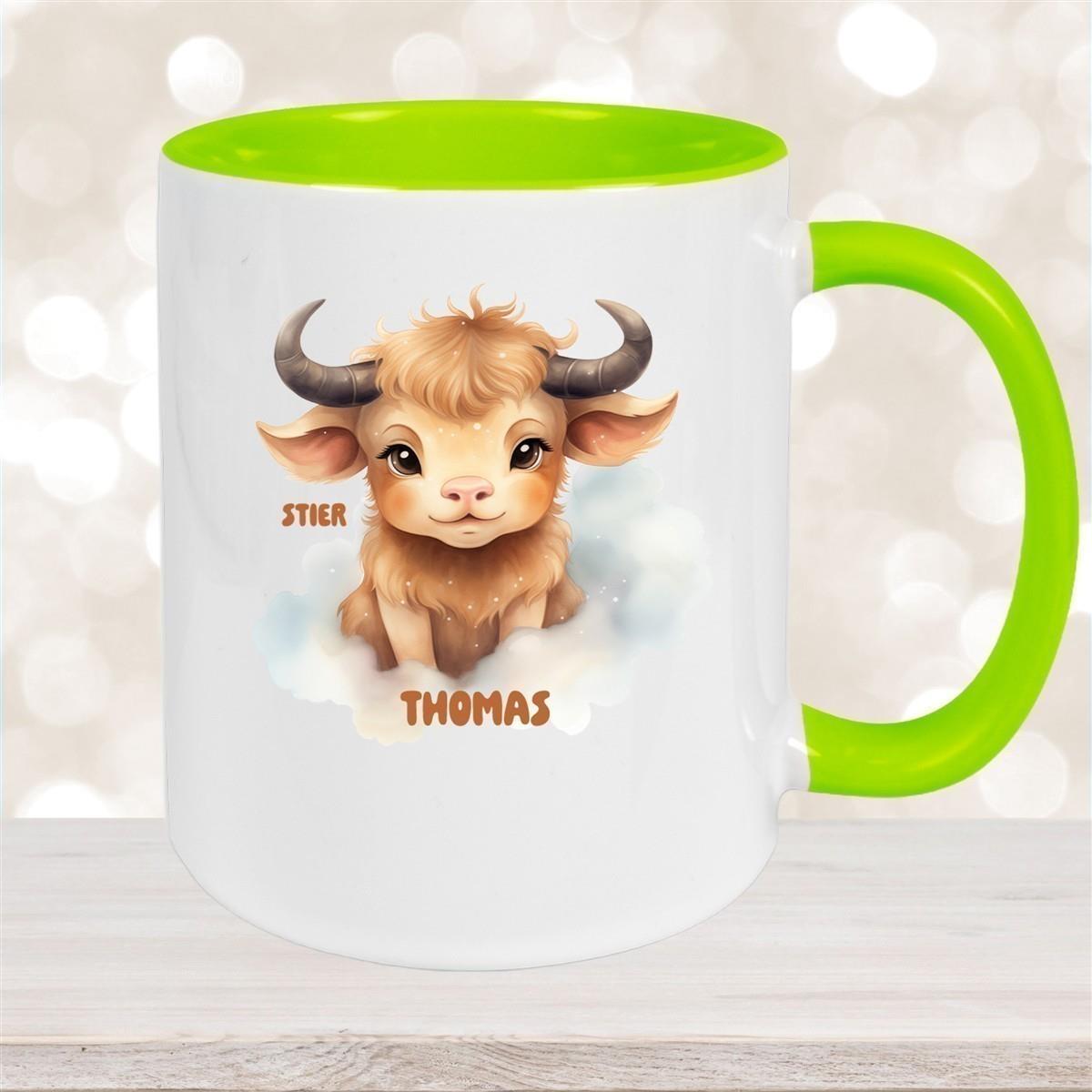 Tasse Sternzeichen Kinder Stier 1 Wunschname Keramik Kinderbecher personalisiert versch. Farben