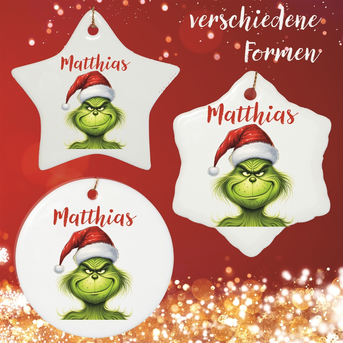 Christbaumanhänger Weihnachten Grinch #3 Ornament Christbaumschmuck Rund