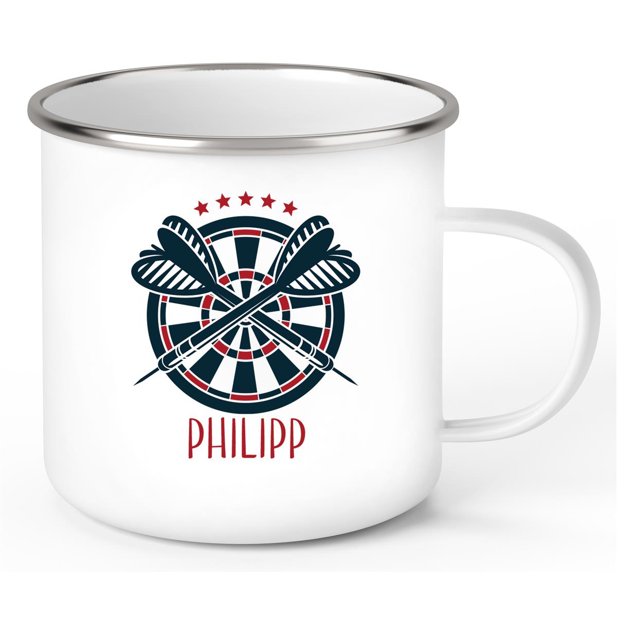 Tasse Dart 1 Wunschname Emaille Kinderbecher personalisiert