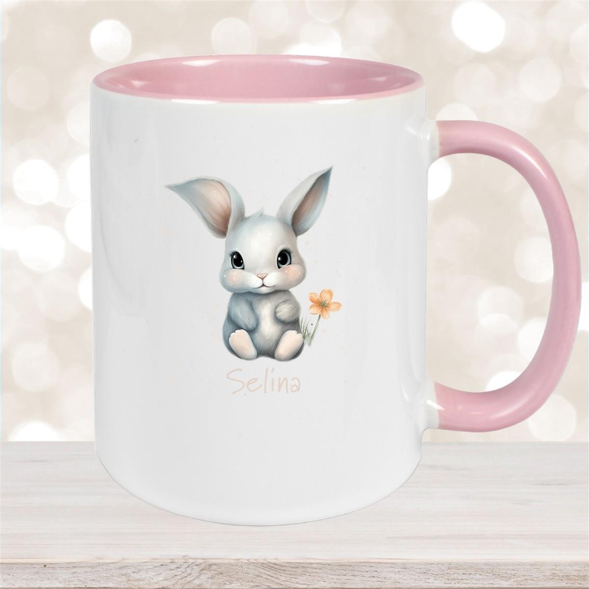 Tasse Ostern - Hase 2 Wunschnamen Keramik personalisiert versch. Farben