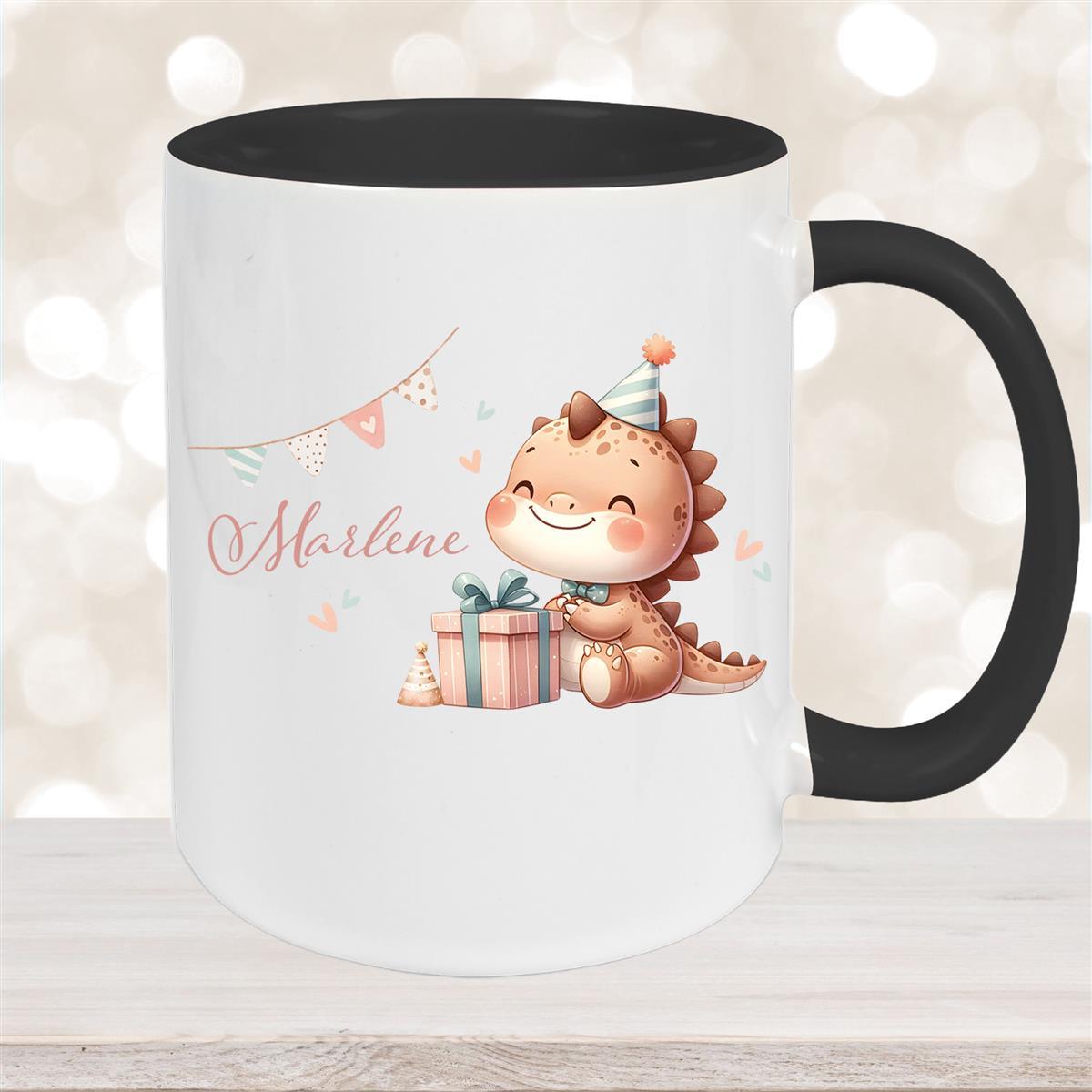 Tasse Dino #18 Wunschname Keramik Kinderbecher Personalisiert versch. Farben