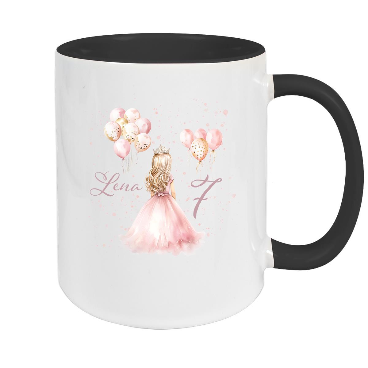 Tasse Geburtstag Prinzessin 2 Wunschname Keramik Kinderbecher Personalisiert versch. Farben