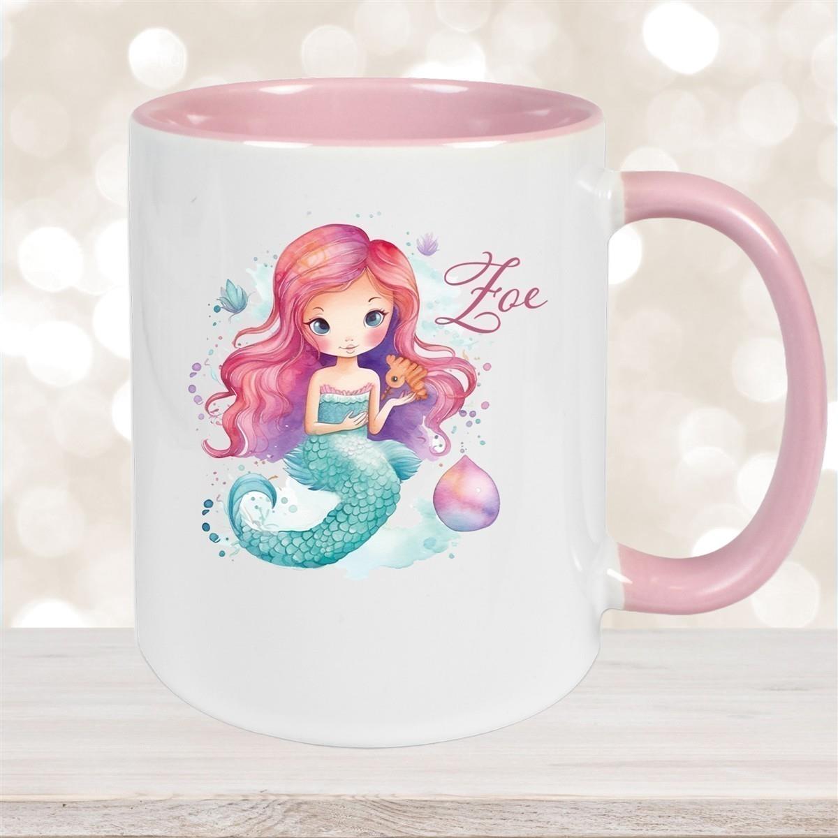 Tasse Wunschname Meerjungfrau 1 Keramik Kinderbecher versch. Farben