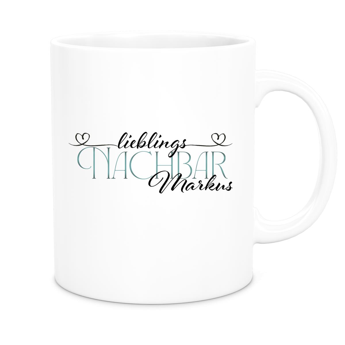 Tasse Wunschname Lieblings-Nachbar 1 personalisiert Keramik Becher versch. Farben