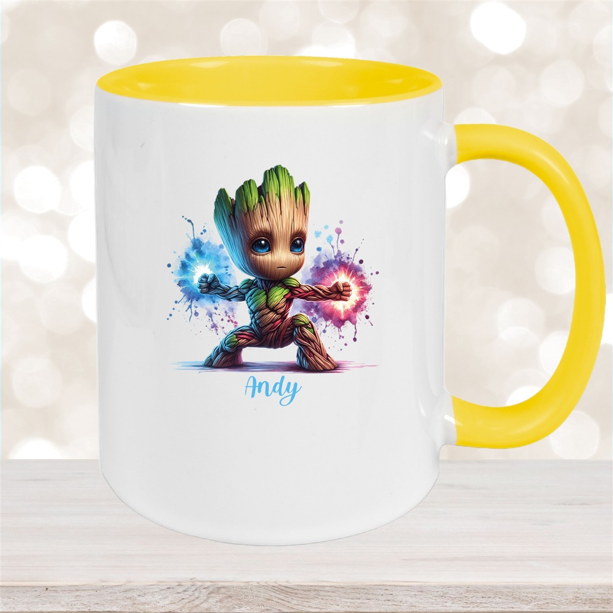 Tasse Wunschname Baby-Groot #8 Keramik Kinderbecher personalisiert Gelb