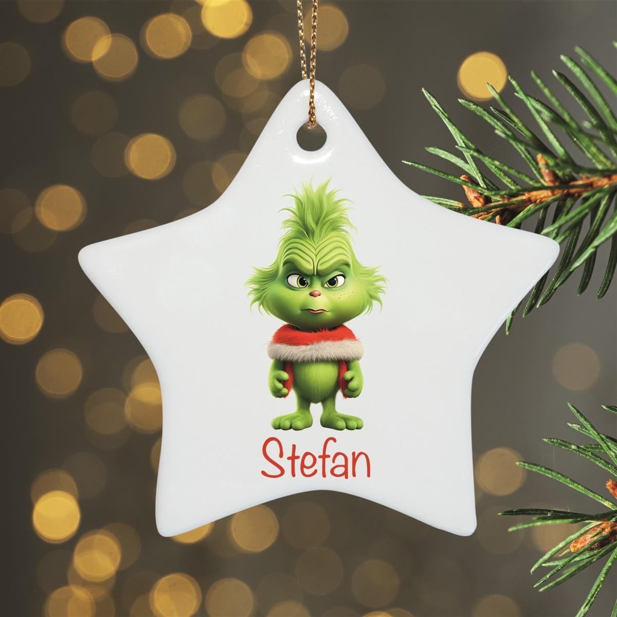 Weihnachtsanhänger personalisiert Grinch 1 Name Motiv Anhänger Keramik, Weihnachtsschmuck, Weihnachtskugel, Christbaumschmuck versch. Formen