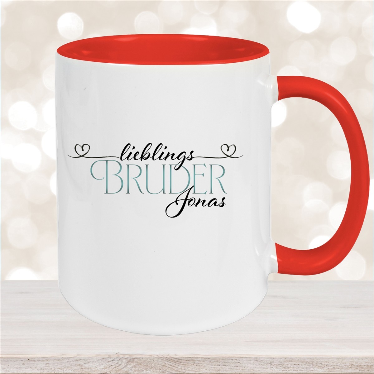 Tasse Wunschname Lieblings-Bruder #1 personalisiert Keramik Becher Rot