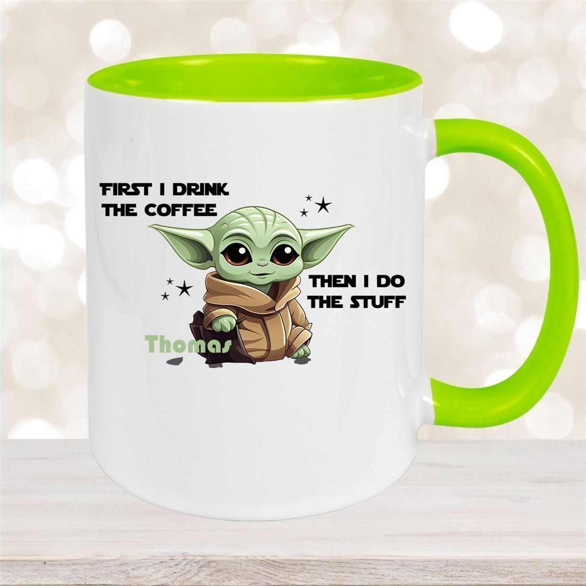 Tasse Wunschname Baby-Yoda 2 Keramik Kinderbecher personalisiert versch. Farben
