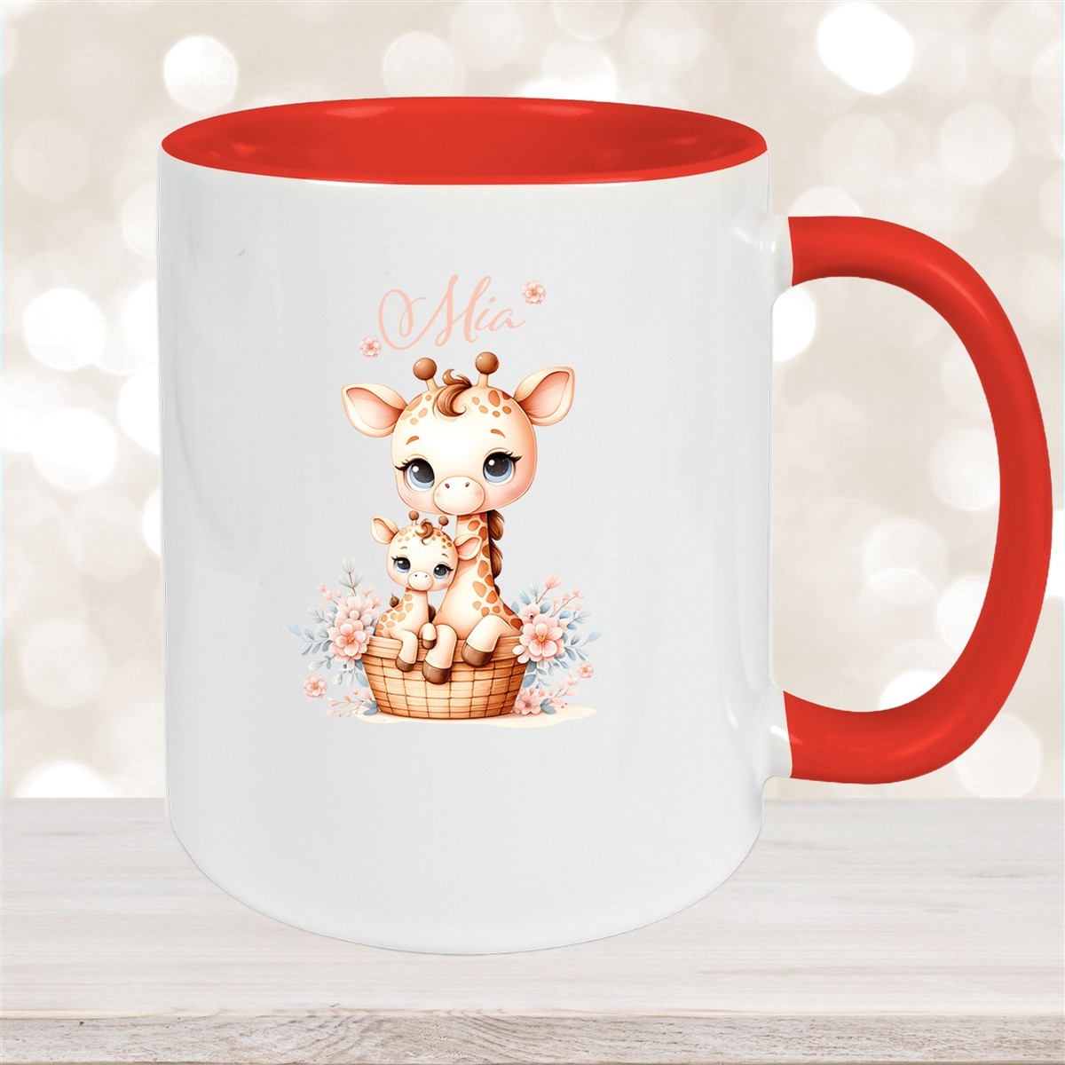 Tasse Wunschname Giraffe #2 Kinderbecher Keramik versch. Farben