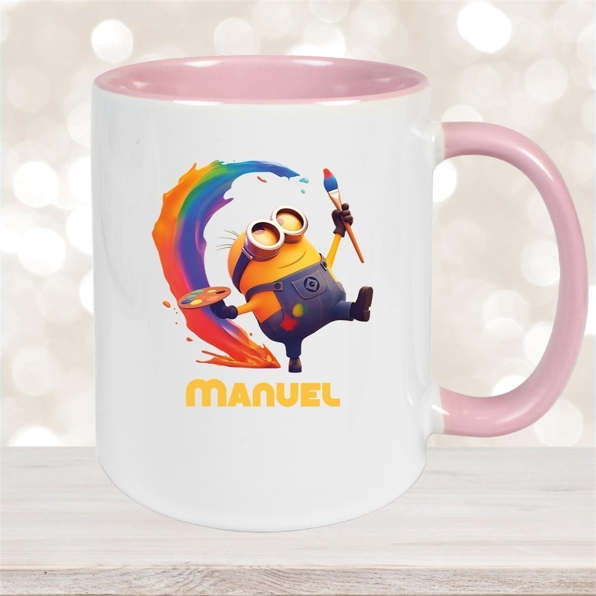 Tasse Minions Kinder Minion 4 Maler Wunschname Keramik Kinderbecher personalisiert versch. Farben